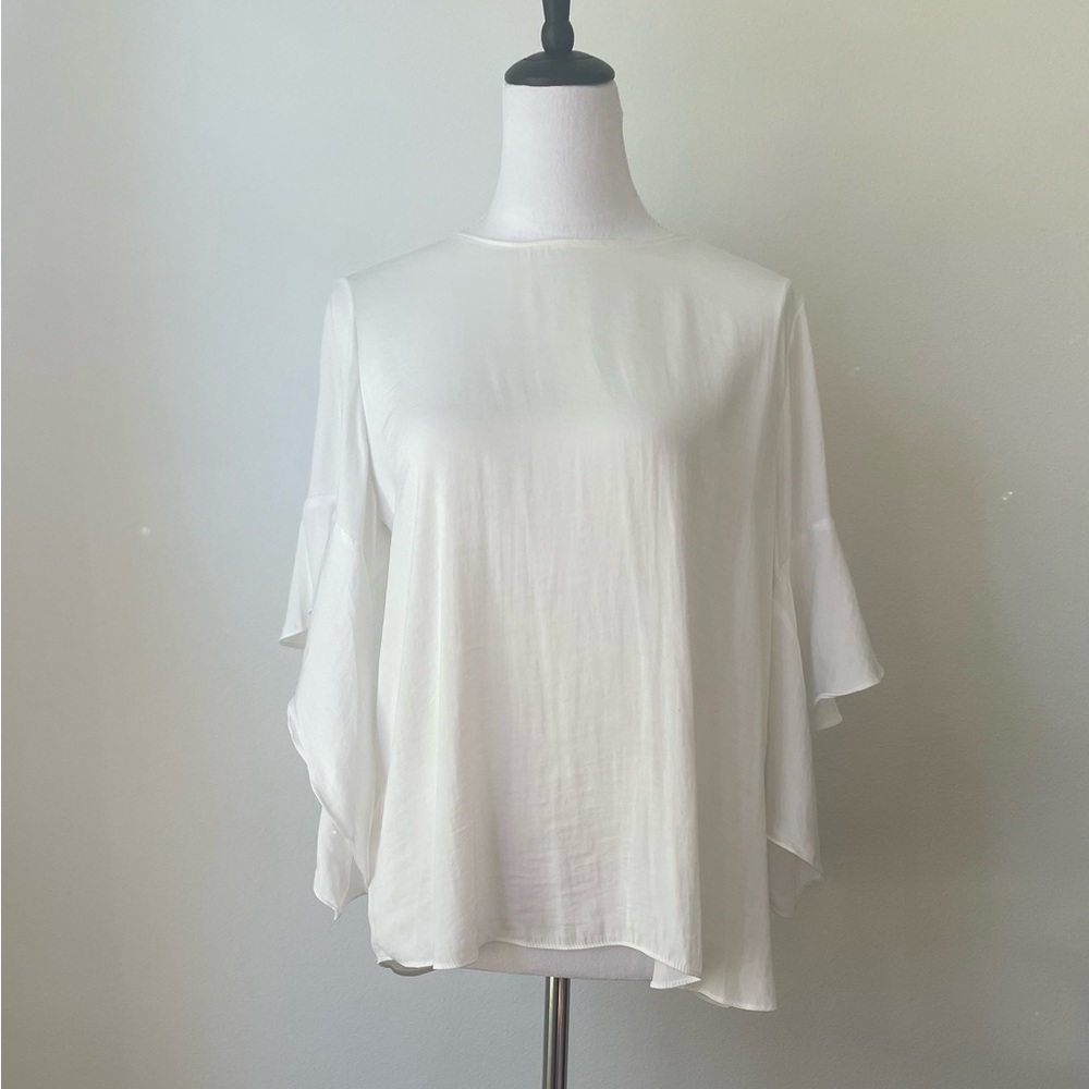 White Naked Zebra Statement Sleeve Top